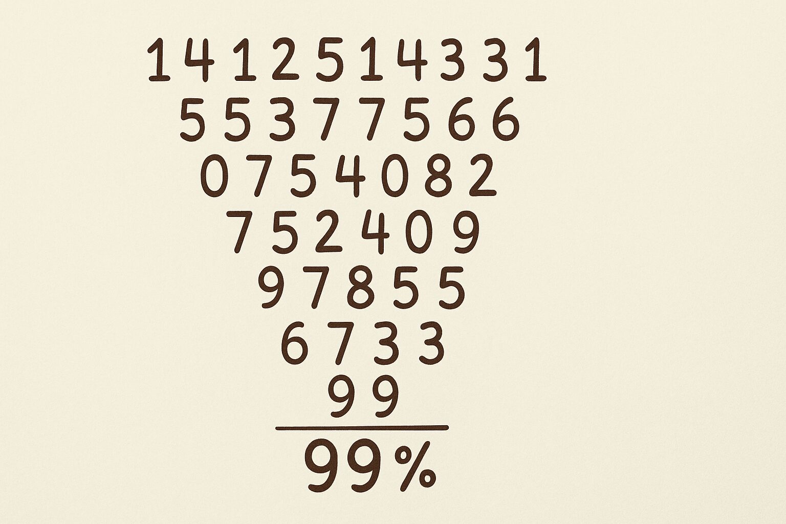 数字をピラミッド状にするだけで相性占いが可能