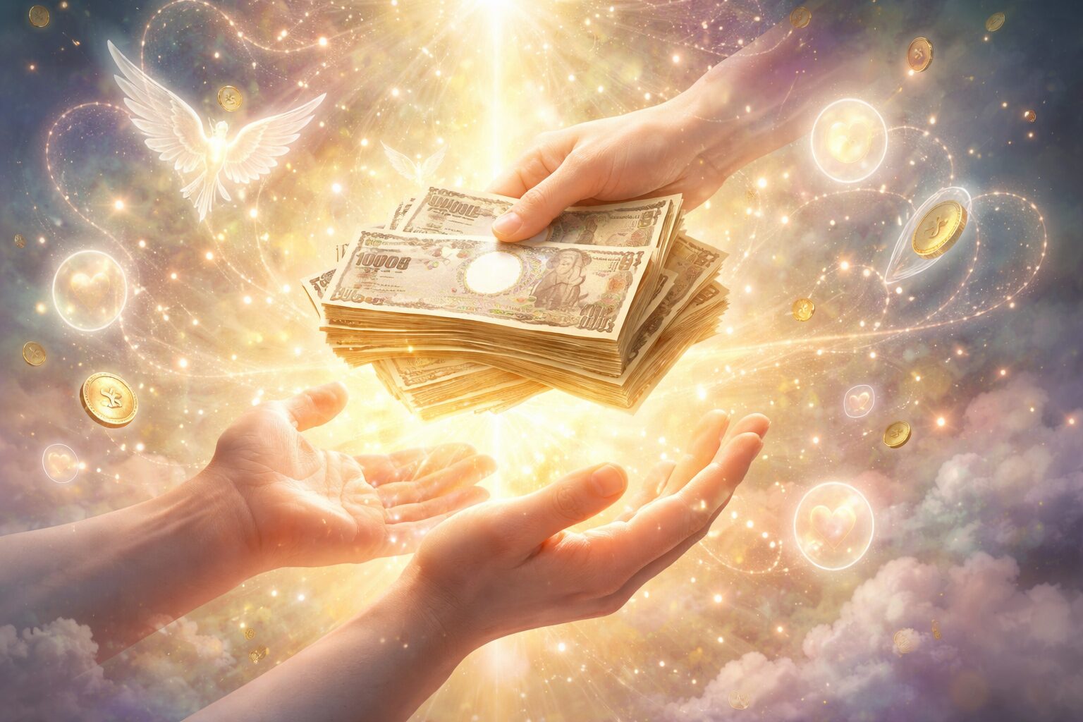 光の中のお金の授受